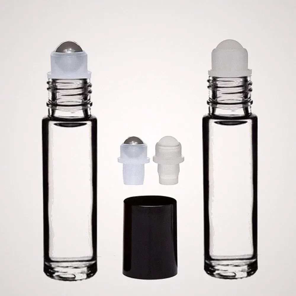 12 Glass Roll On Bottles, Travel Perfume Bottles, 10 ml FREE SHIP 1/3 oz.